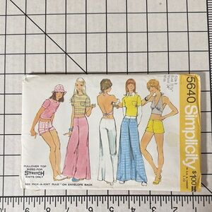 Vintage Simplicity 5640 1970s Bell Bottom Hip Hugger Pants Pattern Uncut FF